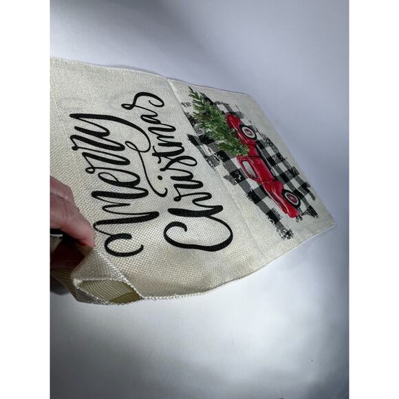 NEW Christmas Garden Yard Flag Buffalo Plaid Red Old Truck Canvas Double Sided - Picture 8 of 8